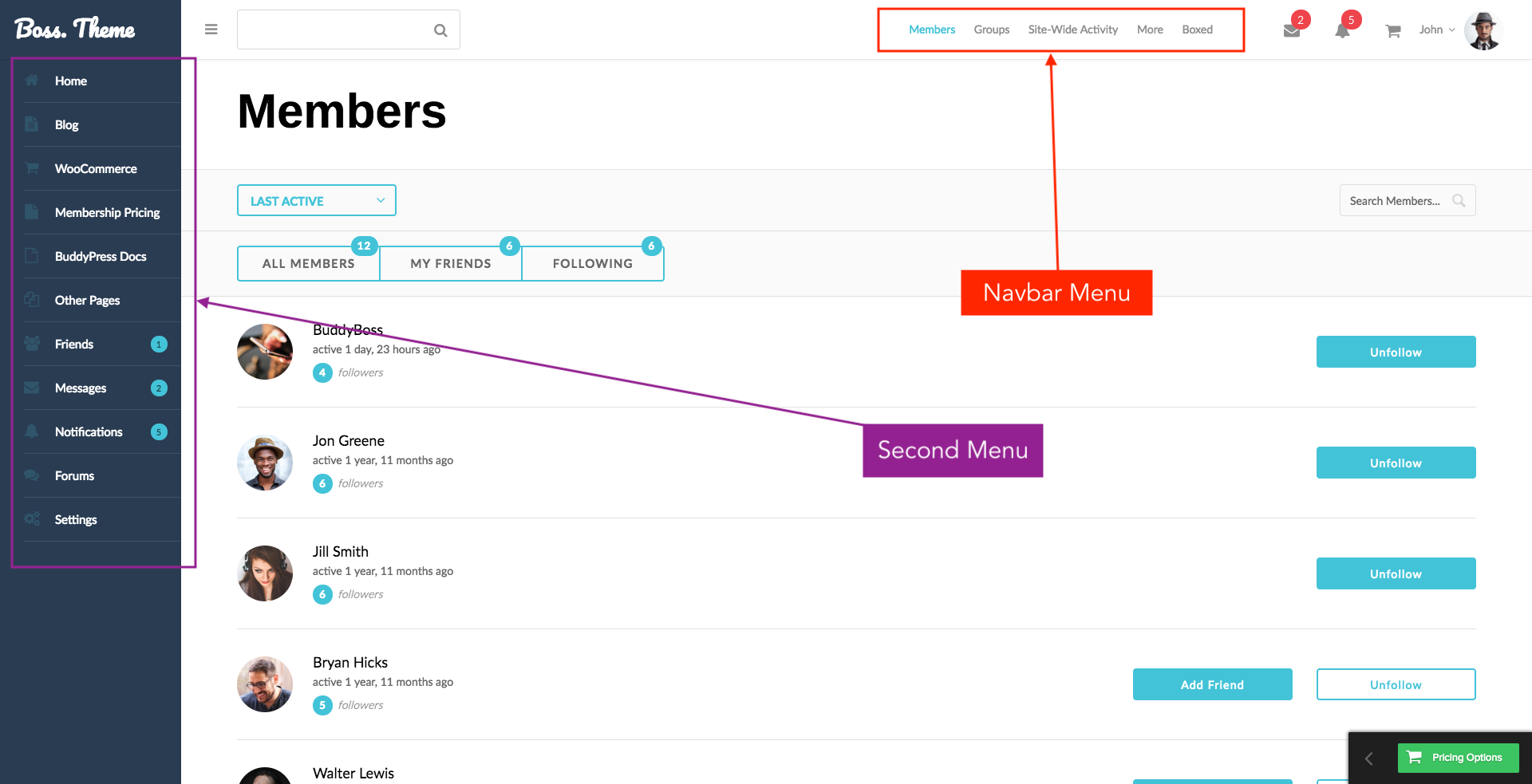 Menus (Navbar and BuddyPress and bbPress) Support Themeco Forum